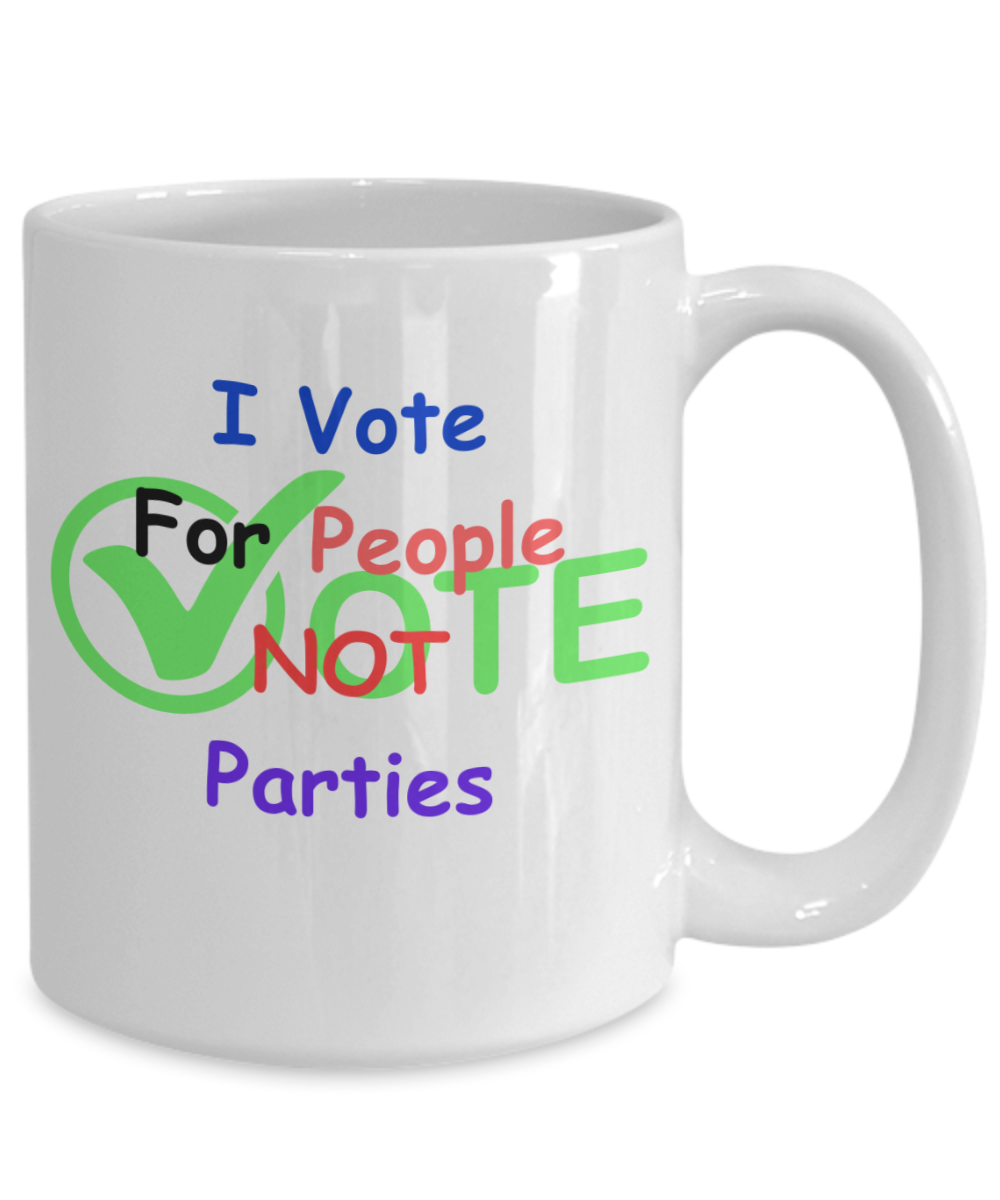 I vote for people, not parties mug