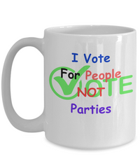 I vote for people, not parties mug