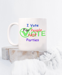 I vote for people, not parties mug