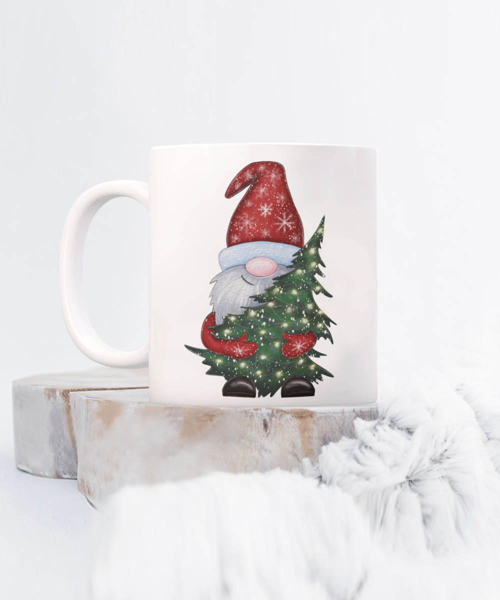 Christmas Tree Delivering Gnome mug