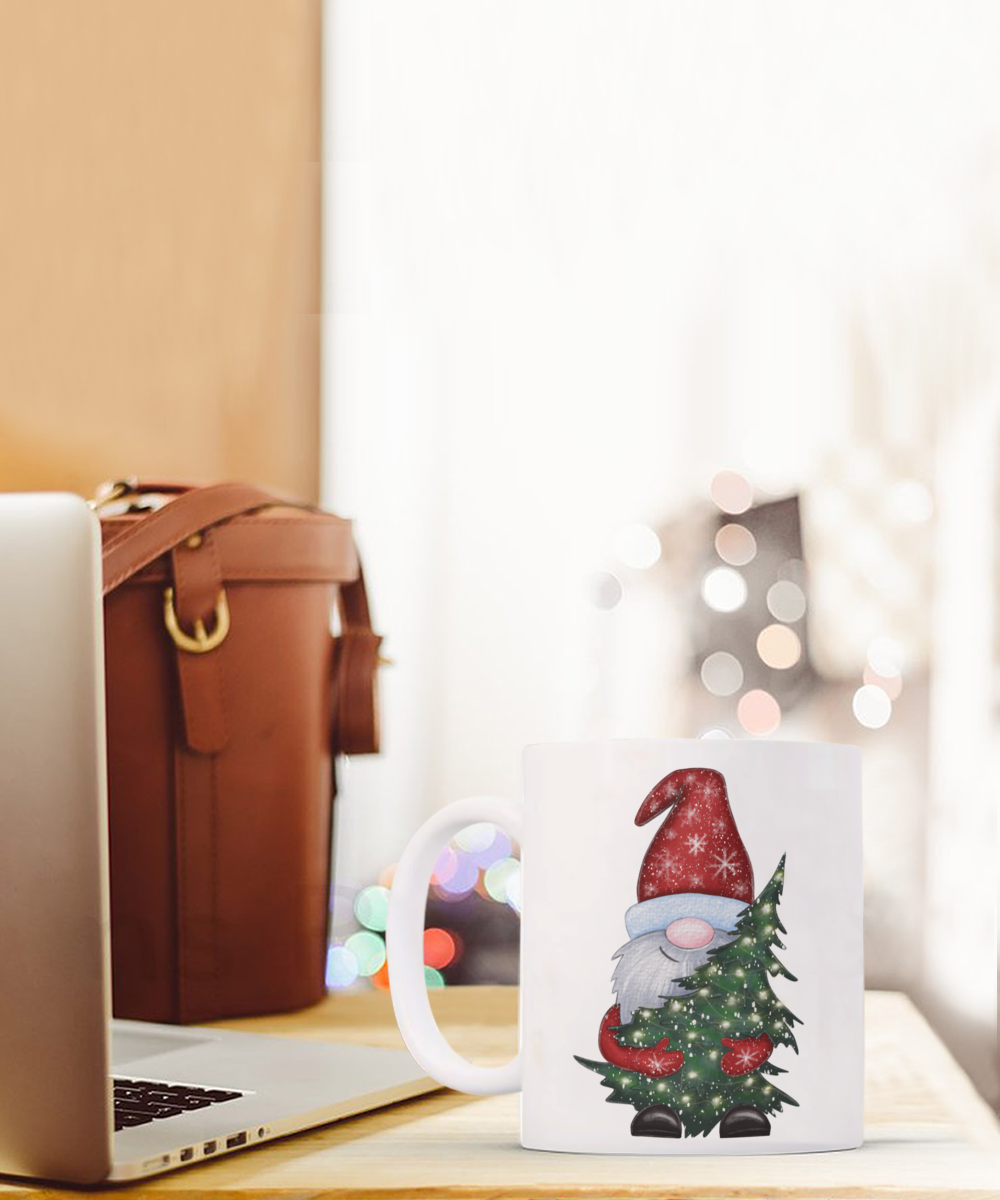 Christmas Tree Delivering Gnome mug